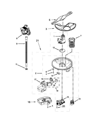 PUMP, WASHARM AND MOTOR PARTS