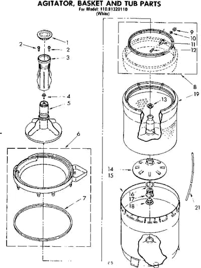 AGITATOR BASKET AND TUB PARTS