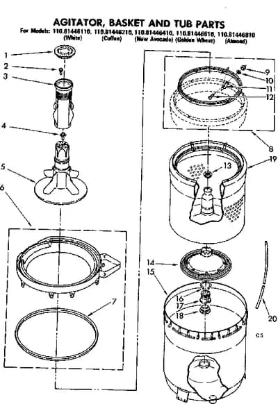 AGITATOR BASKET AND TUB PARTS
