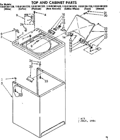 TOP AND CABINET PARTS