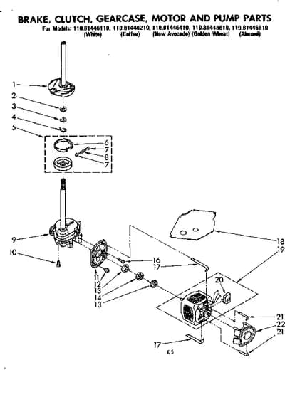 BRAKE CLUTCH GEARCASE MOTOR & PUMP PARTS