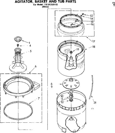 AGITATOR BASKET AND TUB PARTS