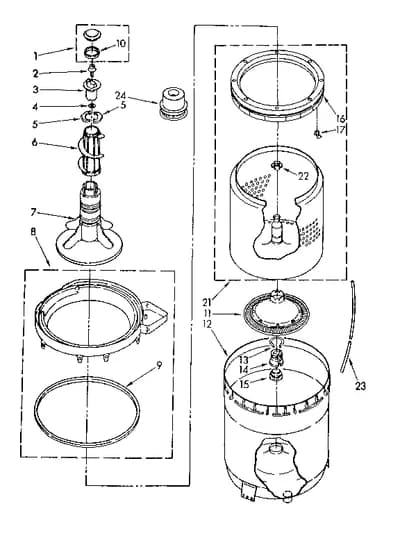 AGITATOR, BASKET AND TUB PARTS