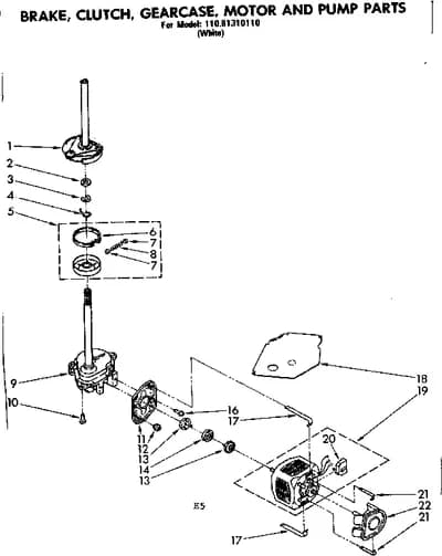 BRAKE, CLUTCH, GEARCASE MOTOR AND PUMP PARTS