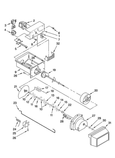 MOTOR AND ICE CONTAINER PARTS