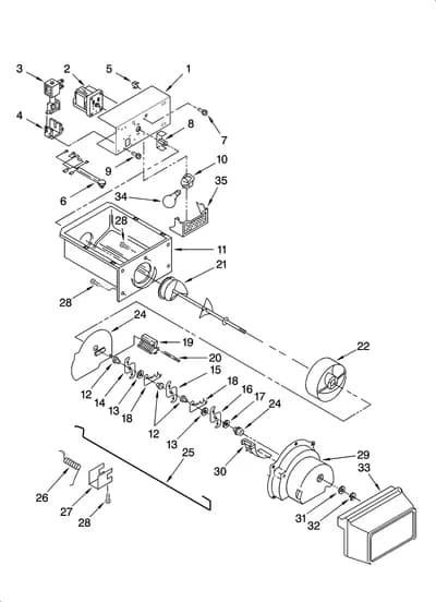 MOTOR AND ICE CONTAINER PARTS