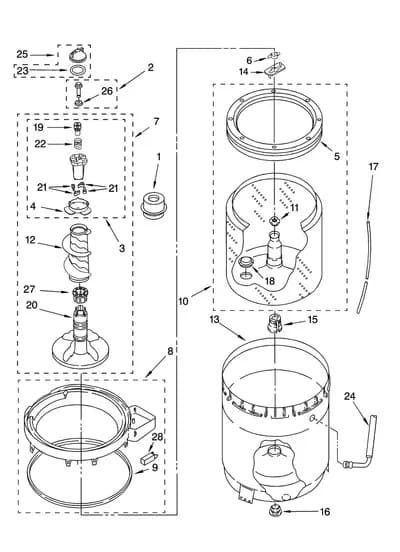 AGITATOR, BASKET AND TUB PARTS
