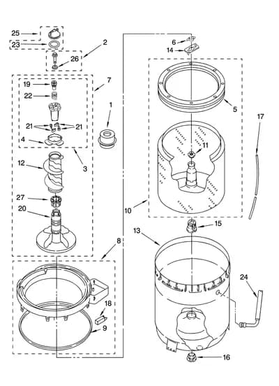AGITATOR, BASKET AND TUB PARTS