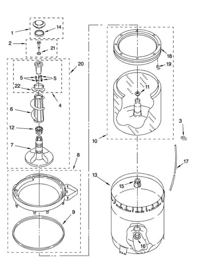 AGITATOR, BASKET AND TUB PARTS