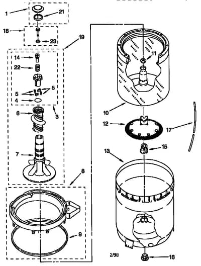 AGITATOR, BASKET AND TUB