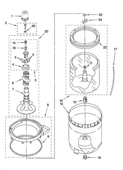 AGITATOR, BASKET AND TUB PARTS
