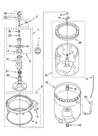AGITATOR, BASKET AND TUB PARTS