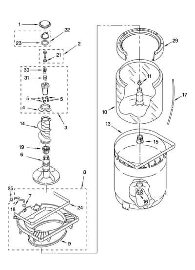 AGITATOR, BASKET AND TUB PARTS