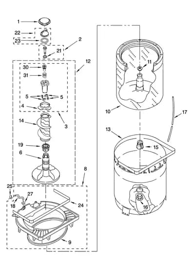 AGITATOR, BASKET AND TUB PARTS
