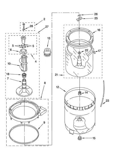 AGITATOR, BASKET AND TUB PARTS