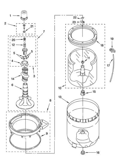 AGITATOR, BASKET AND TUB PARTS