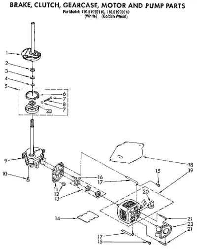 BRAKE, CLUTCH, GEARCASE, MOTOR AND PUMP