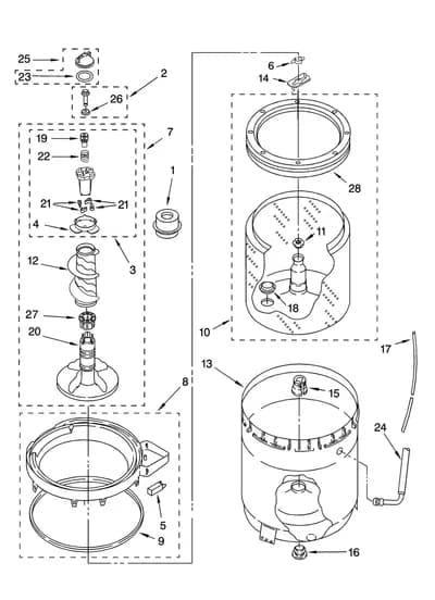 AGITATOR, BASKET AND TUB PARTS
