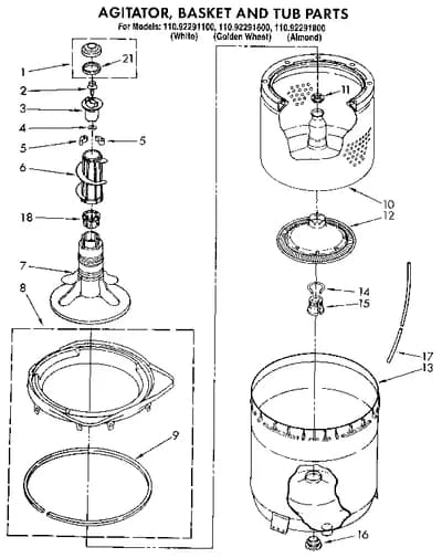 AGITATOR BASKET AND TUB