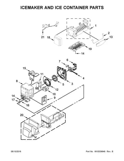 ICEMAKER AND ICE CONTAINER PARTS