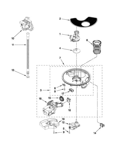 PUMP, WASHARM AND MOTOR PARTS