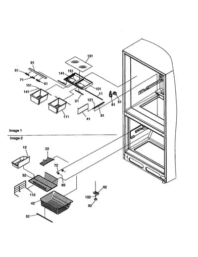 CRISPER AND FREEZER ASSEMBLY
