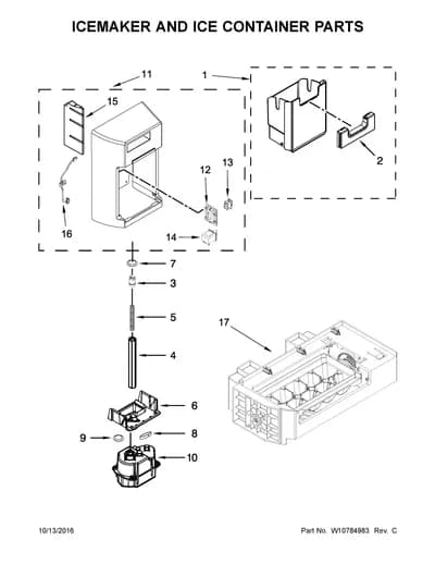 ICEMAKER AND ICE CONTAINER PARTS