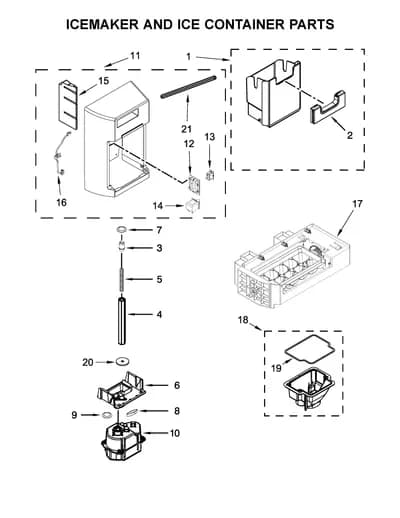ICEMAKER AND ICE CONTAINER PARTS