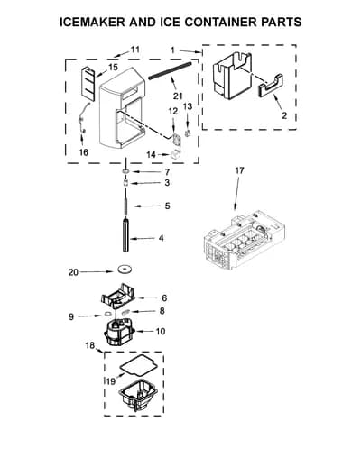ICEMAKER AND ICE CONTAINER PARTS