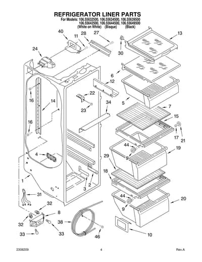 REFRIGERATOR LINER PARTS