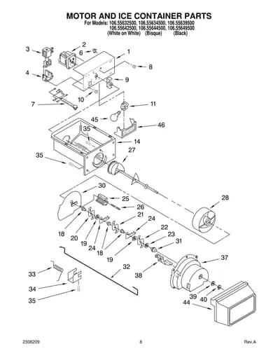 MOTOR AND ICE CONTAINER PARTS