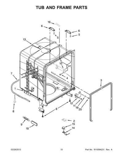 TUB AND FRAME PARTS