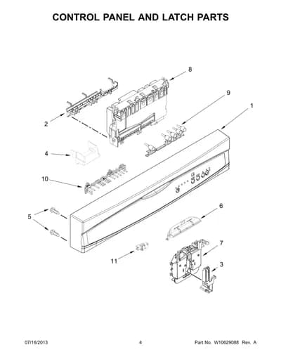 CONTROL PANEL AND LATCH PARTS