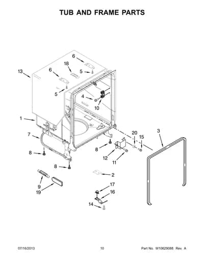 TUB AND FRAME PARTS