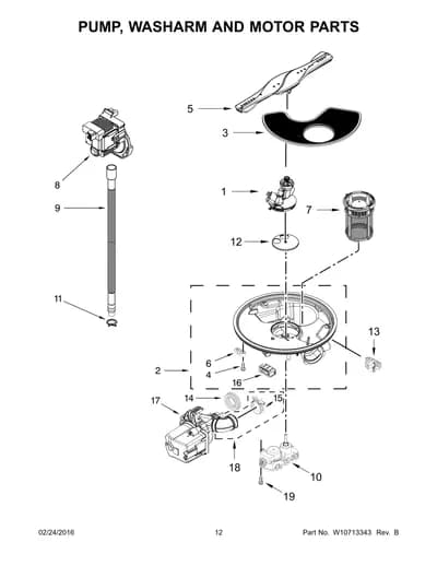 PUMP, WASHARM AND MOTOR PARTS