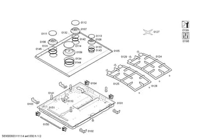 burnercaps rings, Seals & Gaskets (0103-0199)