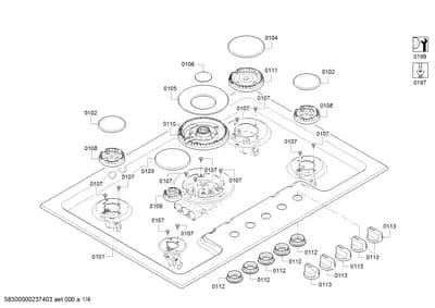 burnercaps rings, hobtops (0101-0199)