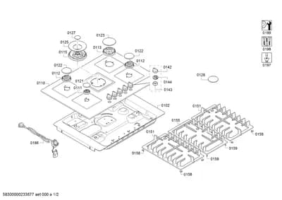 burnercaps rings, Screws (0110-0198)