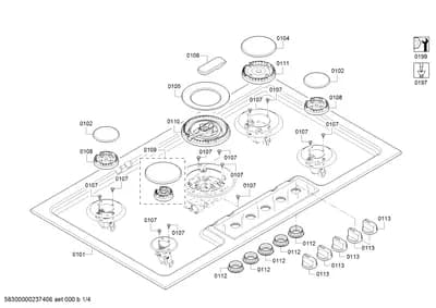 burnercaps rings, hobtops (0101-0199)